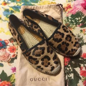Gucci leopard espadrilles  sz 37.5